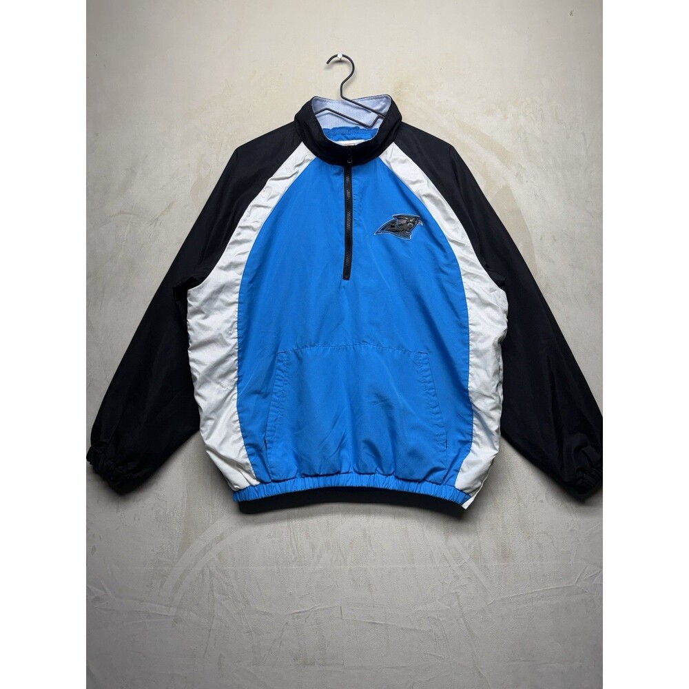 Vintage 90s Carolina Panthers NFL Embroidered 1/4 Zip Windbreaker Jacket Pocket